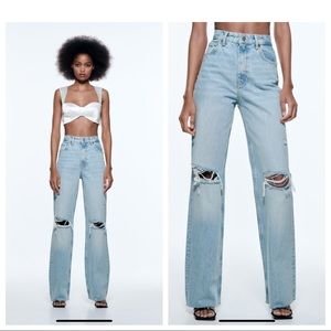 Zara | Wide Leg Distressed Jeans